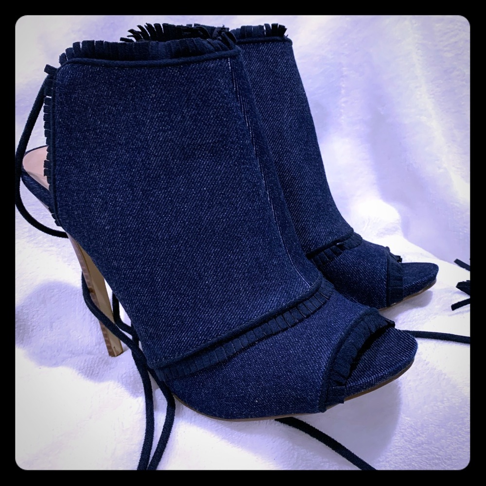 Denim heels